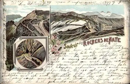 Litho Veytaux Kanton Waadt, Rochers de Naye, Genfersee, Grand Hotel des Rochers de Naye