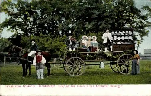 Ak Artländer Trachtenfest, Gruppe aus einem alten Artländer Brautgut