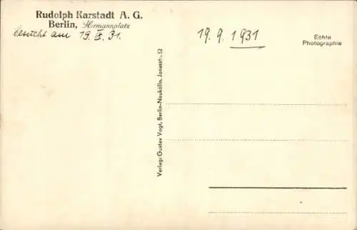 Ak Berlin Neukölln, Kaufhaus Rudolph Karstadt AG am Hermannplatz, Nachtbeleuchtung