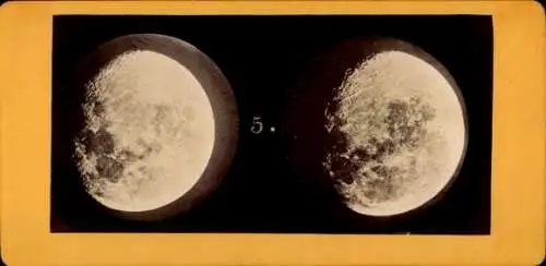 Stereo Foto Abnehmender Mond, 18 Tage alt