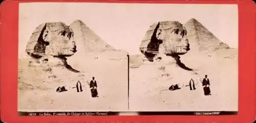 Stereo Foto Ägypten, Sphinx und Große Pyramide bei Gizeh