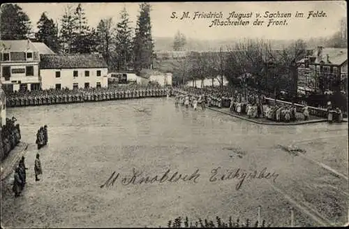 Ak Friedrich August von Sachsen im Felde, Abschreiten der Front