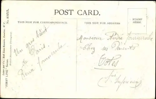 Ak Junge als britischer Marinesoldat, Schiff M.S. Britannia, Fahne