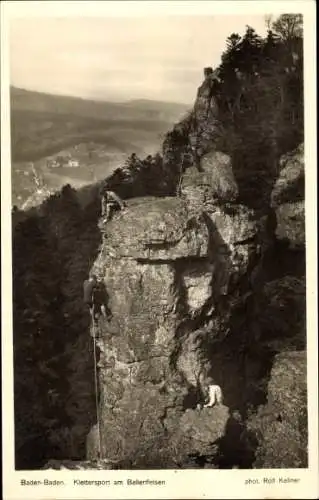 Ak Baden Baden am Schwarzwald, Klettersport, Battertfelsen