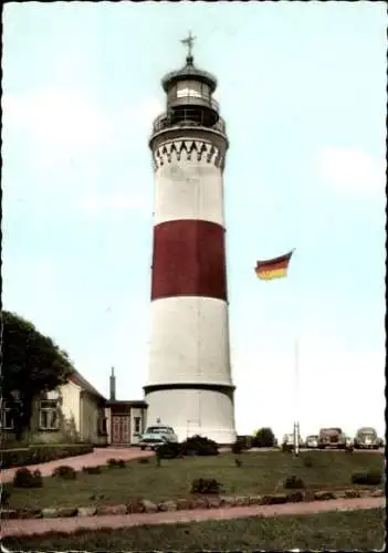 Ak Ostseebad Strande in Schleswig-Holstein Leuchtturm Bülk, Leuchtturm, schwarz-rot-goldene Fa...