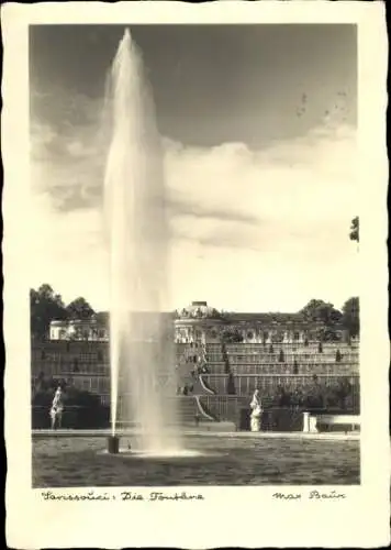 Ak Potsdam, Schloss Sanssouci, Fontäne, Foto Max Baur