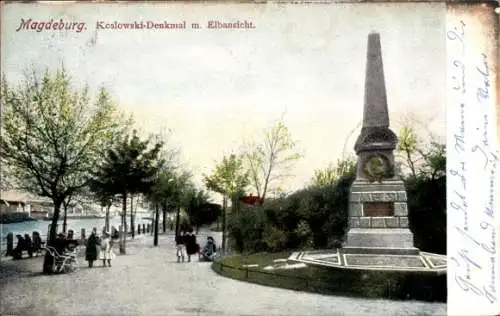 Ak Magdeburg an der Elbe, Kozlowski Denkmal, Elbansicht