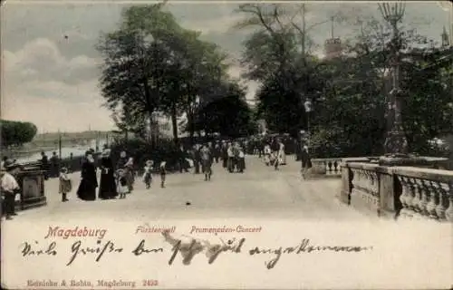 Ak Magdeburg an der Elbe, Fürstenwall, Promenadenkonzert