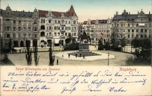 Ak Magdeburg an der Elbe, Kaiser Wilhelmplatz, Denkmal