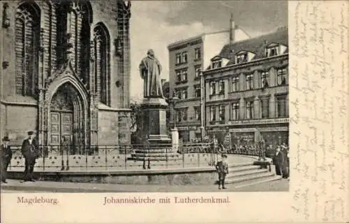 Ak Magdeburg an der Elbe, Johanniskirche, Lutherdenkmal