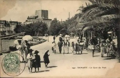 Ak Sanary sur Mer Var, Le Quai du Port, Passanten