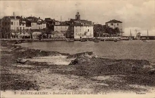 Ak Sainte Maxime Var, Boulevard du Littoral et la Ville