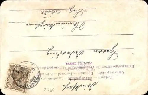 Litho Frau mit Skiern