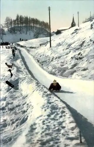 Ak Wintersport, Bobsleigh Bahn, Sport d'hiver, Piste, Bobfahrer