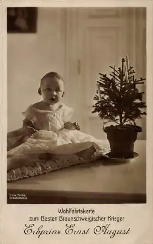 Ak Erbprinz Ernst August von Braunschweig, Kinderportrait, Wohlfahrtskarte, Fotografin Dora Tarnke