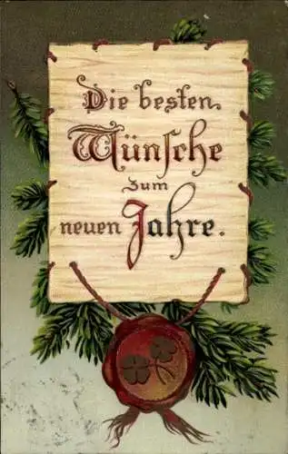 Präge Ak Glückwunsch Neujahr, Jahreszahl 1914, Tannenzweige