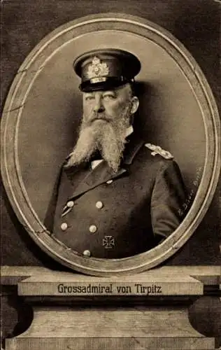 Passepartout Ak Großadmiral Alfred von Tirpitz, Nachfolger Hollmanns, Portrait