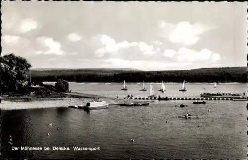 Ak Delecke Möhnesee in Westfalen, Segelschiffe, Wassersport