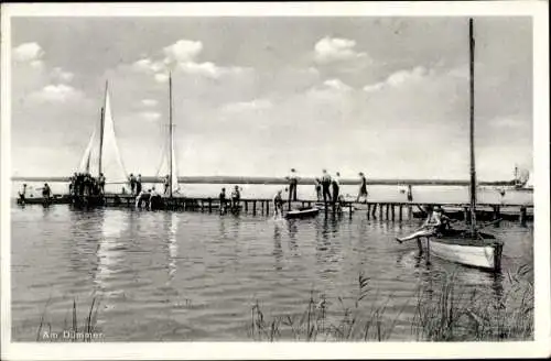 Ak Hüde am Dümmer Niedersachsen, Steg, Boote