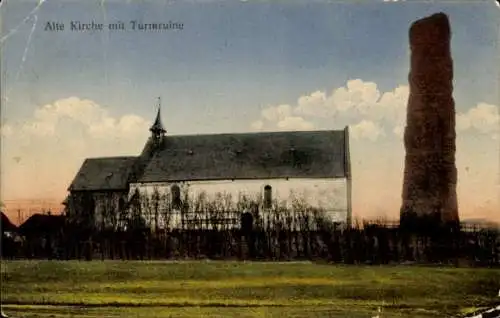 Ak Insel Pellworm Nordfriesland, Alte Kirche, Turmruine