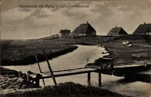 Ak Hallig Langeness Langeneß Nordfriesland, Fluss, Häuser