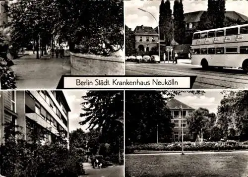 Ak Berlin Neukölln, Krankenhaus, Bus