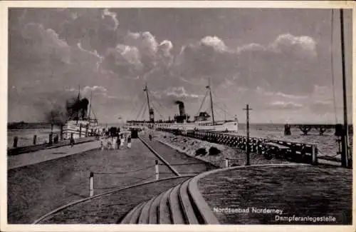 Ak Nordseebad Norderney Ostfriesland, Dampferanlegestelle