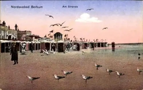 Ak Nordseebad Borkum in Ostfriesland, Strand