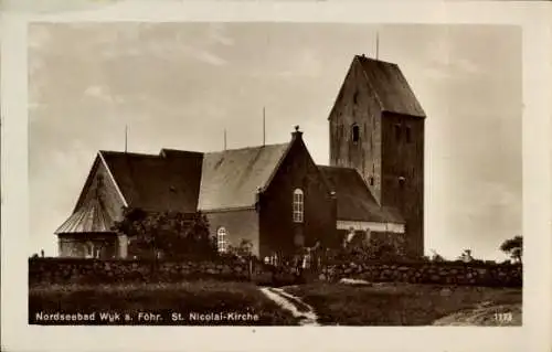 Ak Wyk auf Föhr Nordfriesland, St. Nicolai-Kirche