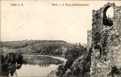 Ak Giebichenstein Halle an der Saale, Blick v. d. Burg Giebichenstein.