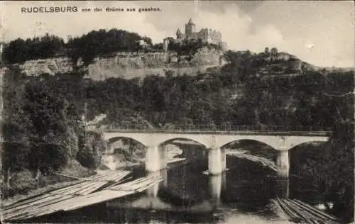 Ak Bad Kösen Naumburg an der Saale, Rudelsburg, Blick von der Brücke