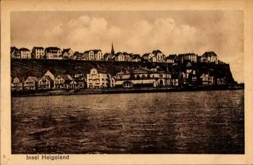 Ak Nordseeinsel Helgoland, Blick vom Meer aus, Häuserzeile, Hotel