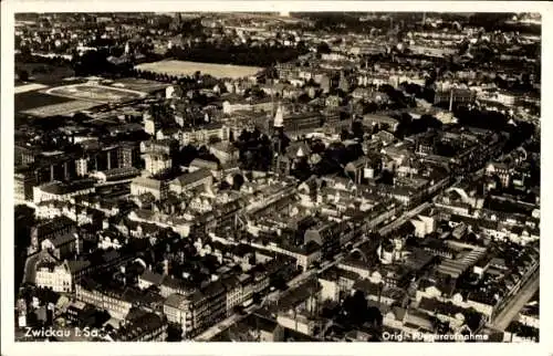 Ak Zwickau in Sachsen, Fliegeraufnahme der Stadt