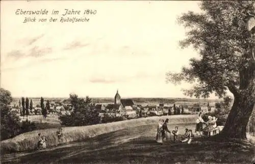 Künstler Ak Eberswalde in Brandenburg, Blick von der Rudolfseiche im Jahre 1840