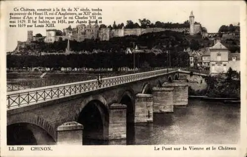 Ak Chinon Indre et Loire, Brücke über die Vienne, Schloss