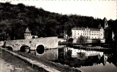 Ak Brantôme Dordogne, Blick auf Dronne, Brücke und Abtei