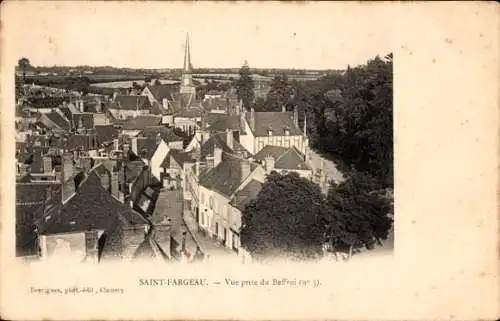 Ak Saint Fargeau Seine Port Seine-et-Marne, Blick vom Belfried