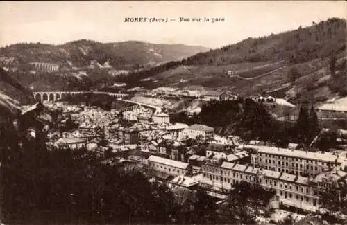 Ak Morez-de-Jura, Blick auf den Bahnhof