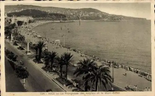 Ak Nizza Nizza Alpes Maritimes, Promenade des Anglais, Mont-Boron