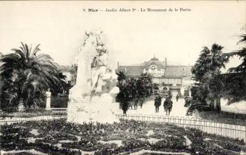 Ak Nizza Nizza Alpes Maritimes, Garten Albert I., Denkmal der Poesie