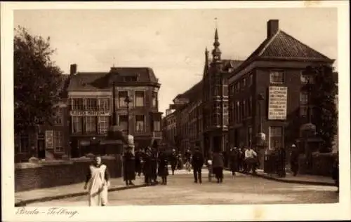 Ak Breda Nordbrabant Niederlande, Tolbrug, Passanten