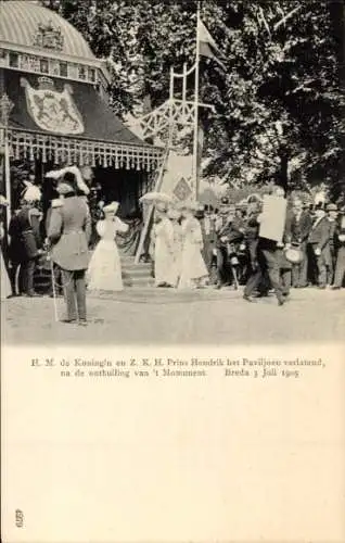 Ak Breda Nordbrabant Niederlande, H. M. Königin und Prins Hendrik, 3. Juli 1905