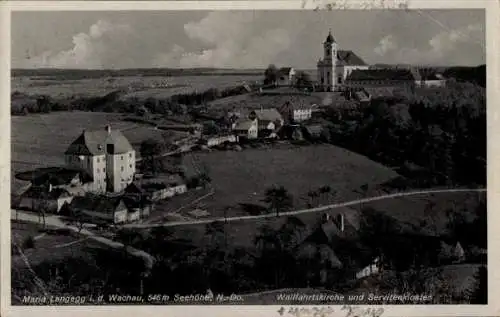 Ak Maria Langegg Niederösterreich, Wallfahrtskirche und Servitenkloster