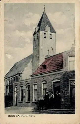 Ak Oudega Smallingerland Friesland Niederlande, Herv. Kerk