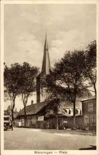 Ak Wateringen Südholland, Marktplatz, Kirche