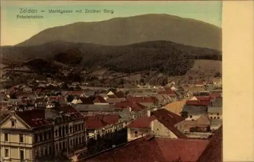 Ak Codlea Zeiden Rumänien, Marktgasse mit Zeidner Berg