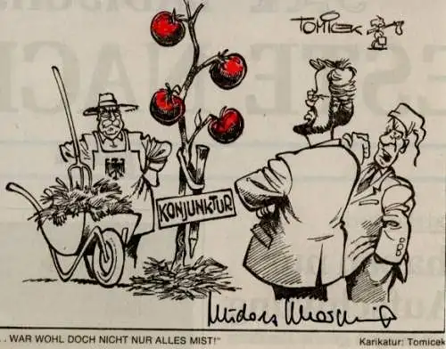 Autogramm Rudolf Scharping, SPD Vorsitzender, Bundesverteidigungsminister, Karikatur Tomicek