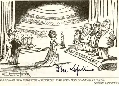 Autogramm Oskar Lafontaine, Ministerpräsident, Karikatur Schoenefeld, Bonner Staatstheater '97