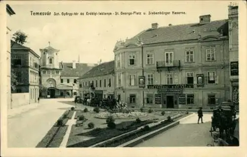 Ak Timișoara Temesvár Temeswar Rumänien, Sankt Georgs Platz, Siebenbürger Kaserne