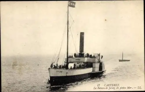 Ak Carteret Manche, Le Bateau de Jersey en pleine Mer, Fährschiff Cygne